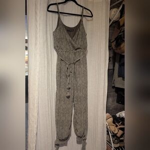 Green and White Striped Jumpsuit